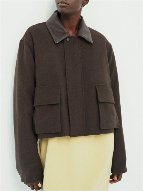 Cropped bomber jacket AURALEE | A25AB06BFDARKOLIVE