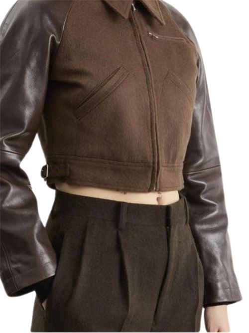 Cropped jacket AURALEE | A25AB09BFDARKBROWN