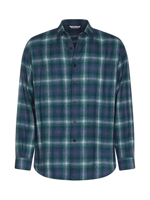 Checked shirt AURALEE | A25AS01WNFORESTGREENXNAVY