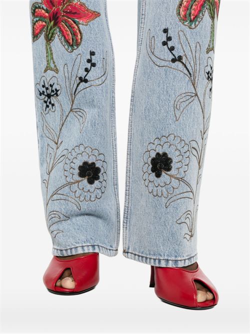Jeans with floral embroidery VALENTINO | BDD2AX9YC508
