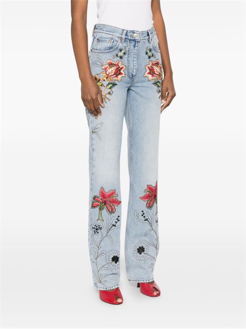 Jeans with floral embroidery VALENTINO | BDD2AX9YC508