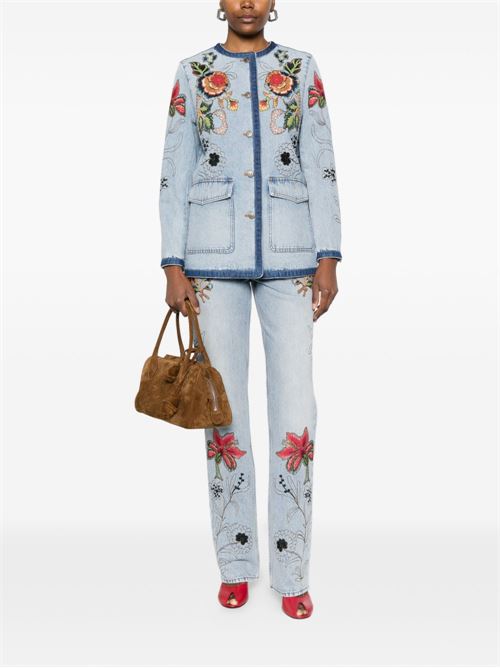 Jeans with floral embroidery VALENTINO | BDD2AX9YC508