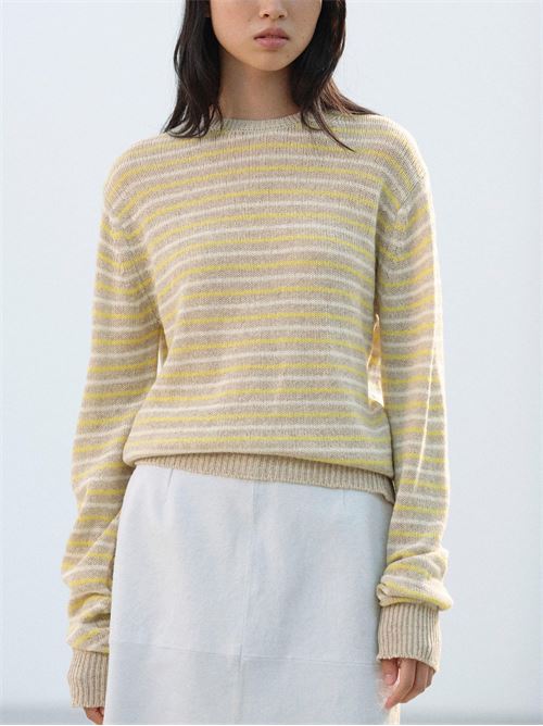 Cashmere crew neck sweater AURALEE | A26SP04CKBEIGEXYELLOW