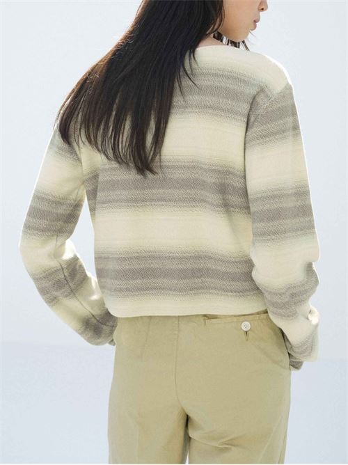 Cotton T-shirt AURALEE | A26SP04GBLIMEGRAYSTRIPE