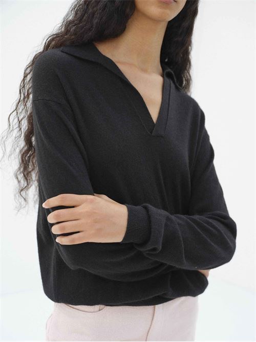 Cashmere polo shirt AURALEE | A26SP04SCBLACK