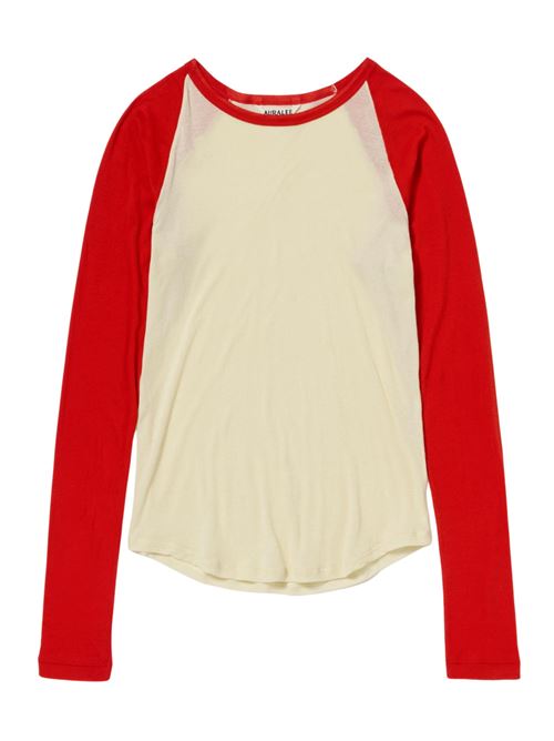 Cotton T-shirt AURALEE | A26SP06HFIVORYXRED