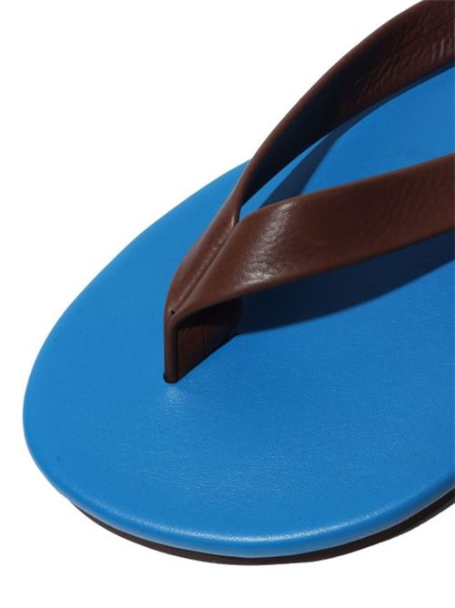 Soft leather flip-flops AURALEE | A26SS11QDBLUEXBROWN