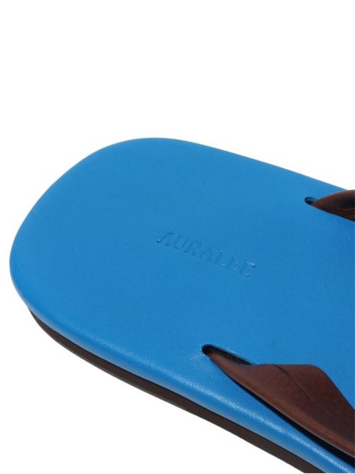 Soft leather flip-flops AURALEE | A26SS11QDBLUEXBROWN