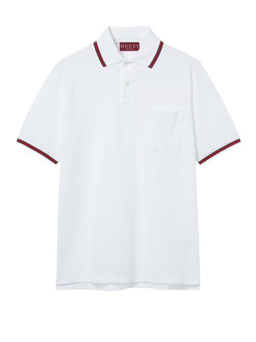 Polo in piquet con dettagli web GUCCI | 795174XJEOX9692