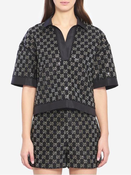 Lamé wool tweed top GUCCI | 846682ZARWY1000